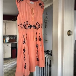 Orange embroidered dress